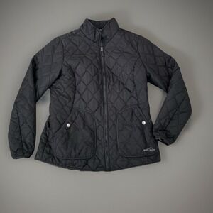 Eddie Bauer‎ Quilted Jacket Snap Pockets Lightweight Coat Black Size M